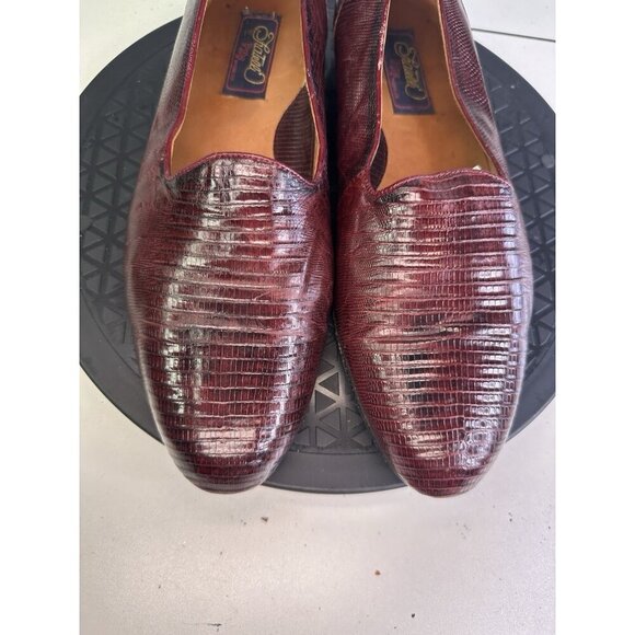 Fratelli Rossetti Men's Burgundy Lizard Skin Tassel Loafer Size 9 Slip On - Picture 3 of 9